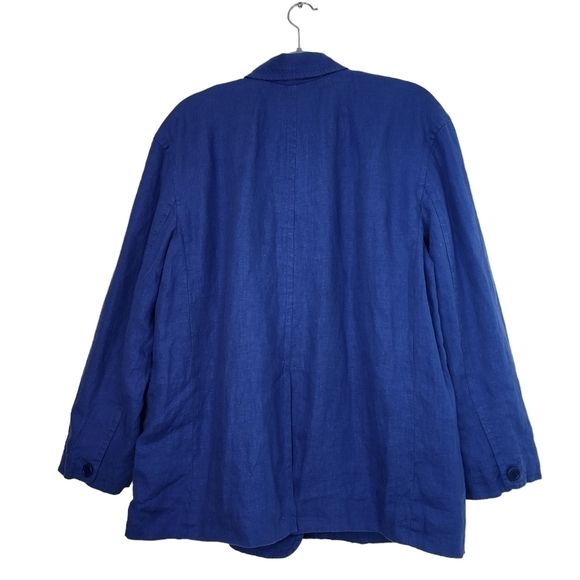 Madewell double breasted Crossover Blazer 100% Linen Blue Oversized Relaxed - Picture 4 of 14